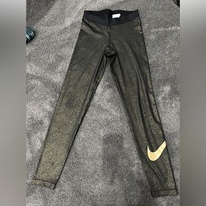 Nike Dri Fit leggings gold shimmer size M